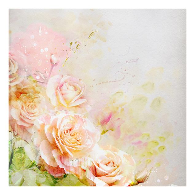 Billeder blomster Watercolour Rose Composition