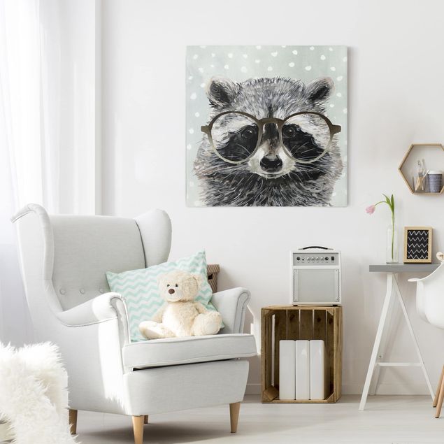 Billeder på lærred dyr Animals With Glasses - Raccoon