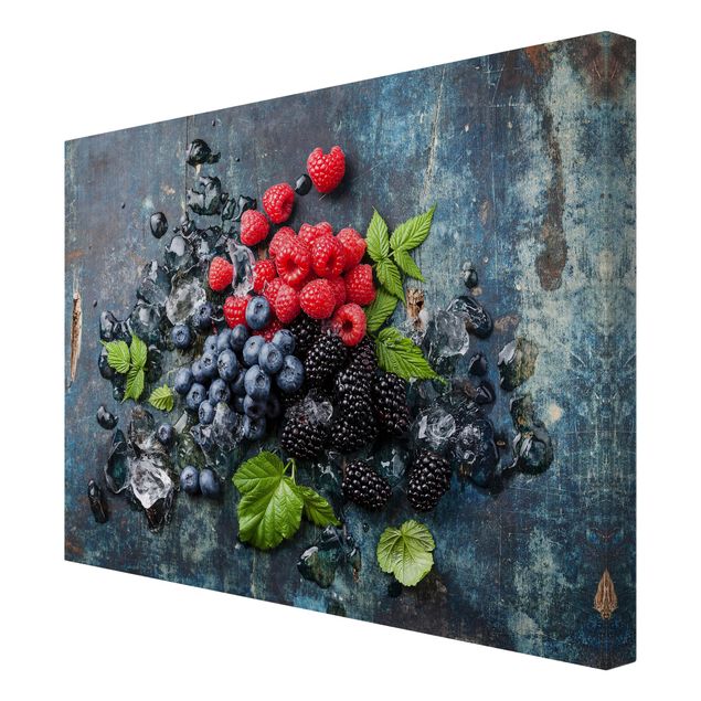 Billeder sort Berry Mix With Ice Cubes Wood