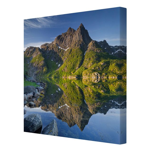 Billeder arkitektur og skyline Mountain Landscape With Water Reflection In Norway