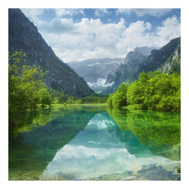 Billeder landskaber Mountain Lake With Water Reflection