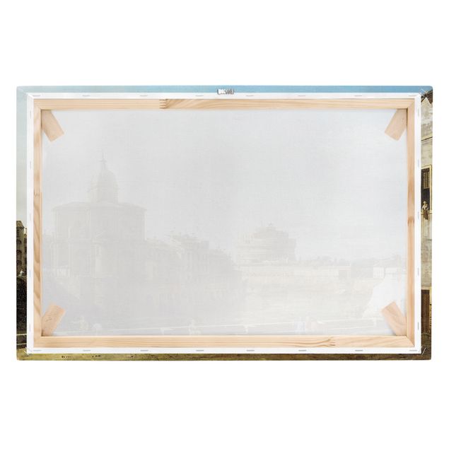 Billeder på lærred arkitektur og skyline Bernardo Bellotto - View of Rome on the Banks of the Tiber