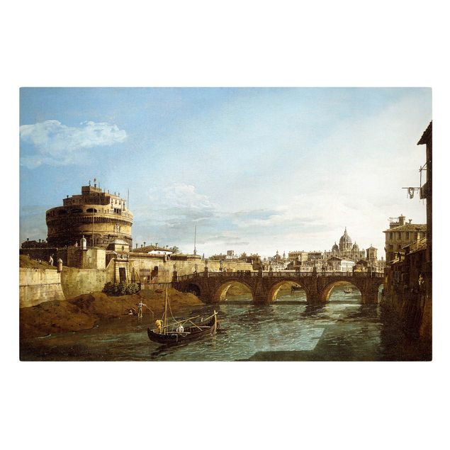 Billeder på lærred Italien Bernardo Bellotto - View of Rome looking West