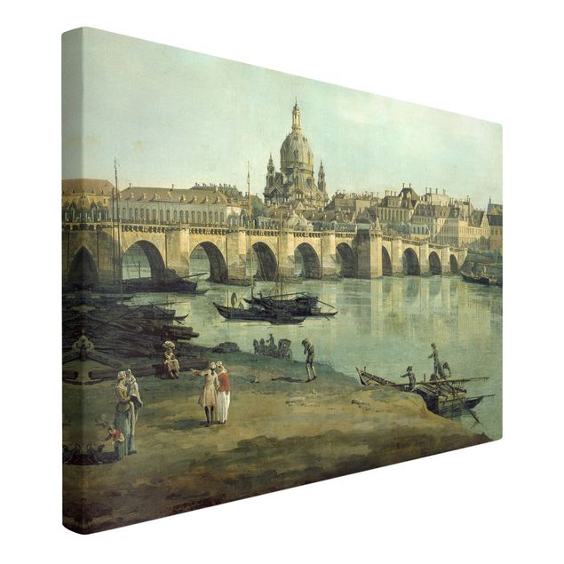 Billeder på lærred Dresden Bernardo Bellotto - View of Dresden from the Right Bank of the Elbe with Augustus Bridge