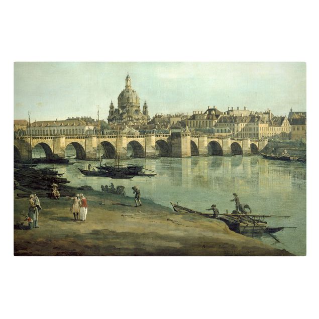 Kunst stilarter post impressionisme Bernardo Bellotto - View of Dresden from the Right Bank of the Elbe with Augustus Bridge