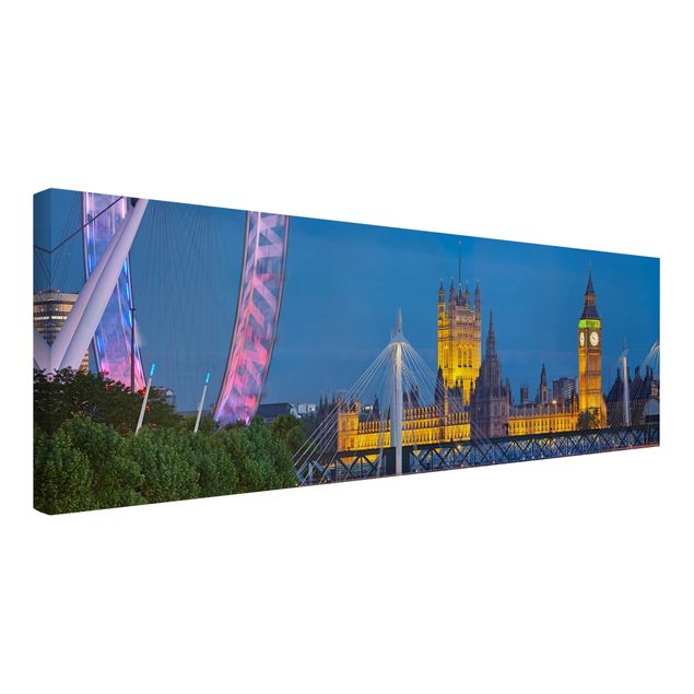Billeder på lærred arkitektur og skyline Big Ben And Westminster Palace In London At Night