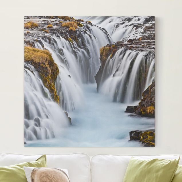 Billeder på lærred klitter Brúarfoss Waterfall In Iceland