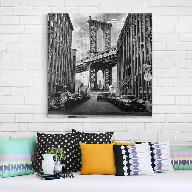 Billeder på lærred New York Manhattan Bridge In America