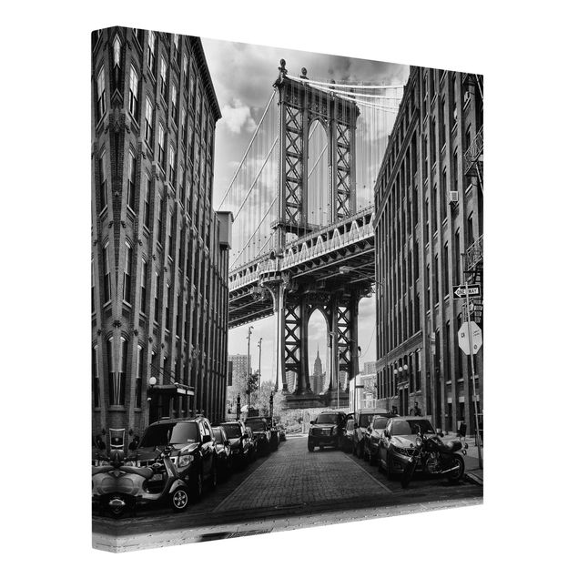 Billeder på lærred arkitektur og skyline Manhattan Bridge In America