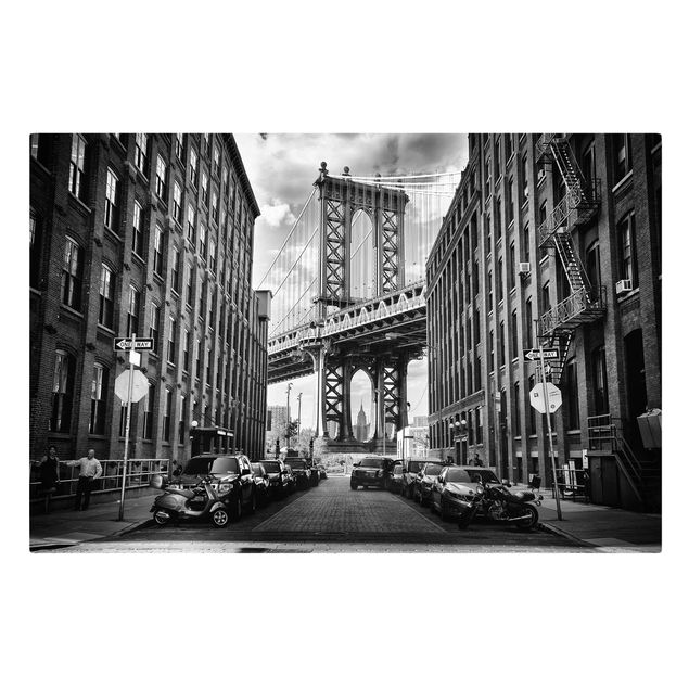 Billeder på lærred sort og hvid Manhattan Bridge In America