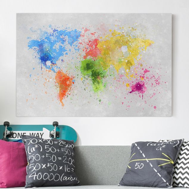 Børneværelse deco Colourful Splodges World Map