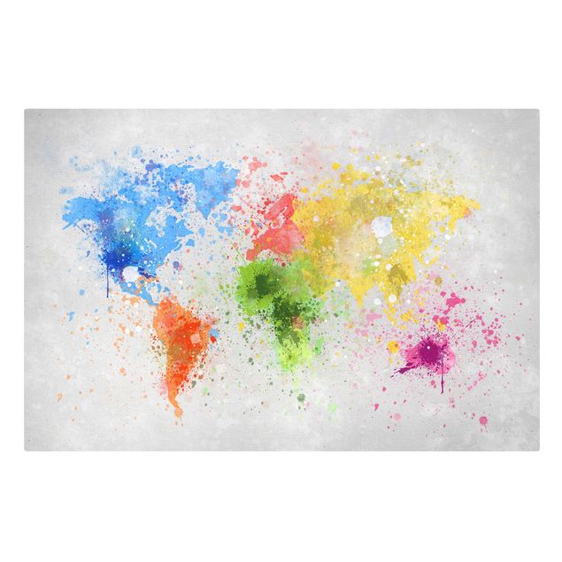 Billeder farvet Colourful Splodges World Map
