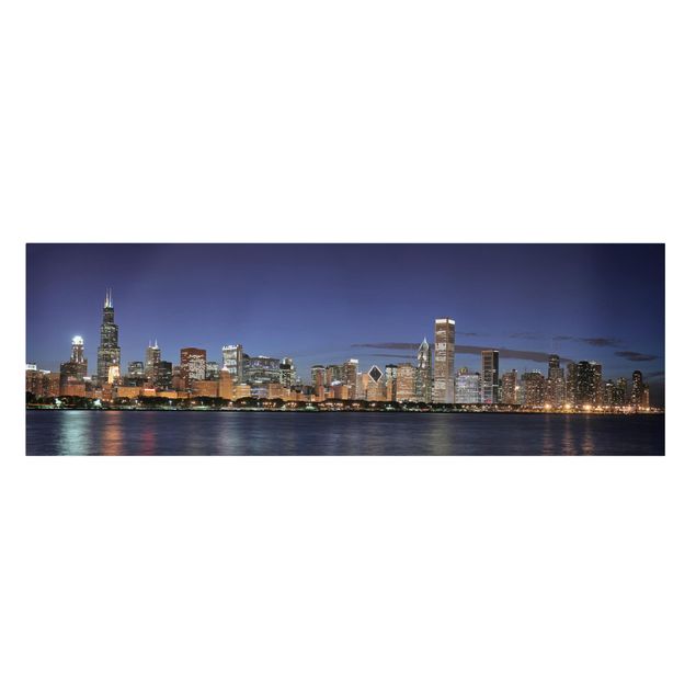 Billeder Chicago Skyline At Night