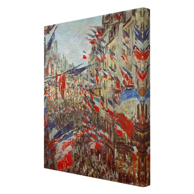 Billeder arkitektur og skyline Claude Monet - The Rue Montorgueil with Flags