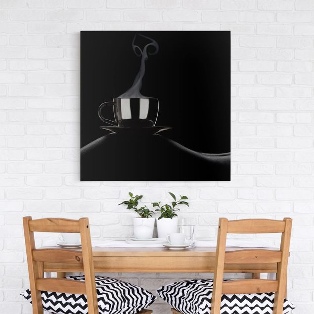 Billeder på lærred sort og hvid Coffee in Bed