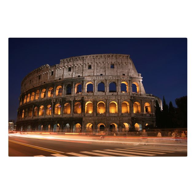Billeder på lærred arkitektur og skyline Colosseum in Rome at night