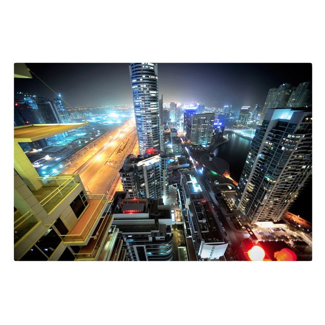 Billeder på lærred arkitektur og skyline Dubai Lights