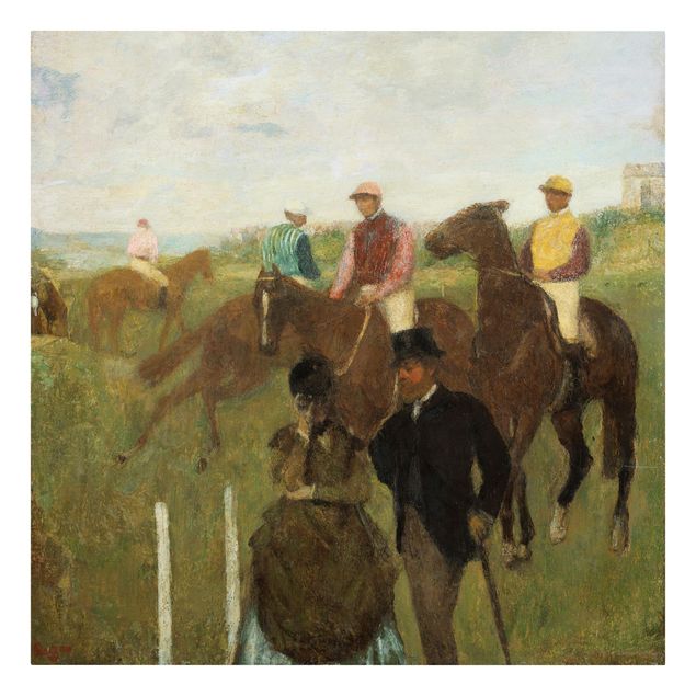 Billeder på lærred kunsttryk Edgar Degas - Jockeys On Race Track