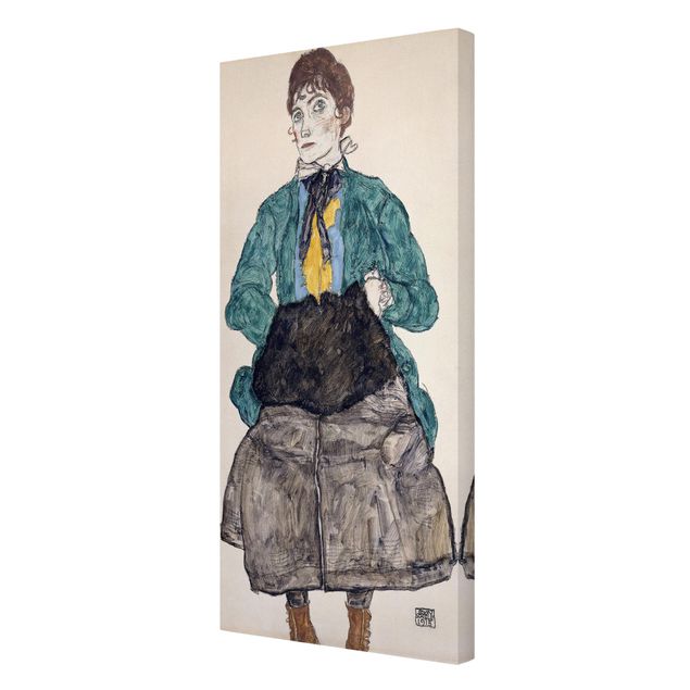 Billeder portræt Egon Schiele - Woman In Green Blouse With Muff
