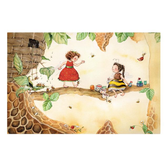 Billeder på lærred Little Strawberry Strawberry Fairy - At the bee fairy's