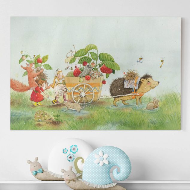 Billeder på lærred dyr Little Strawberry Strawberry Fairy - With Hedgehog