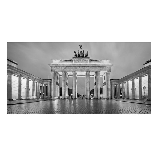 Billeder på lærred arkitektur og skyline Illuminated Brandenburg Gate II