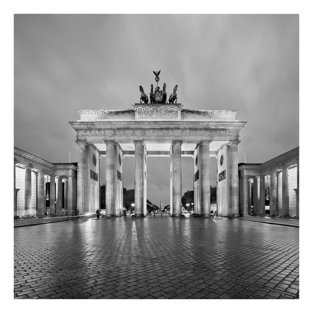 Billeder på lærred arkitektur og skyline Illuminated Brandenburg Gate II