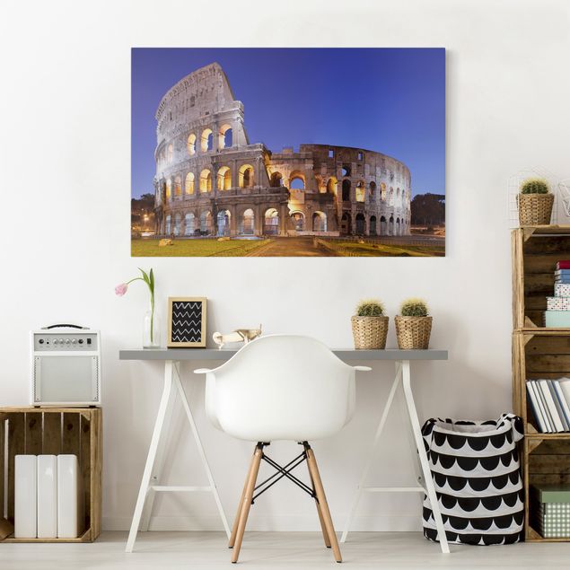 Billeder på lærred Italien Illuminated Colosseum