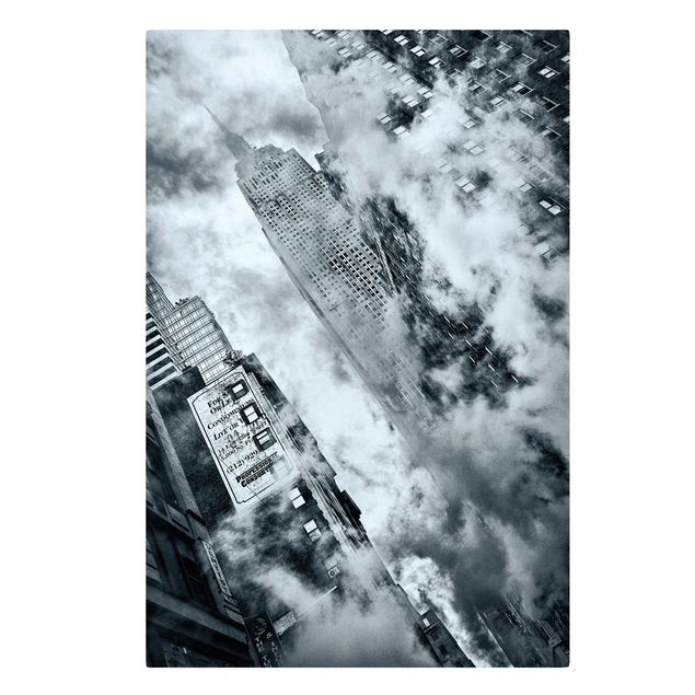 Billeder på lærred sort og hvid Facade Of The Empire State Building