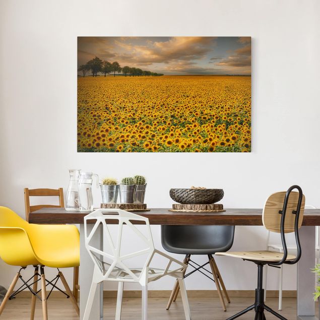 Billeder på lærred solsikker Field With Sunflowers