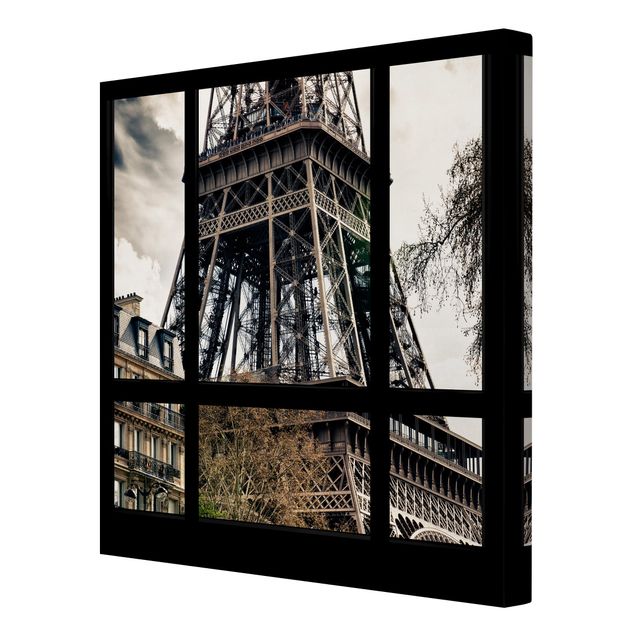 Billeder arkitektur og skyline Window view Paris - Near the Eiffel Tower black and white