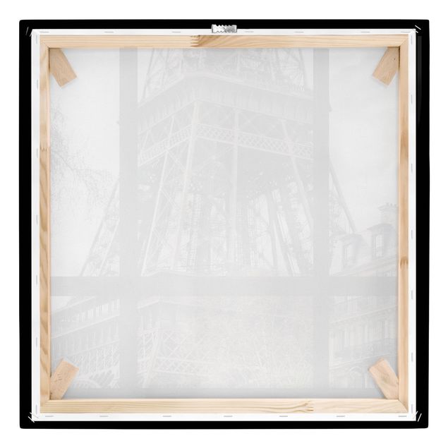 Billeder sort og hvid Window view Paris - Near the Eiffel Tower black and white