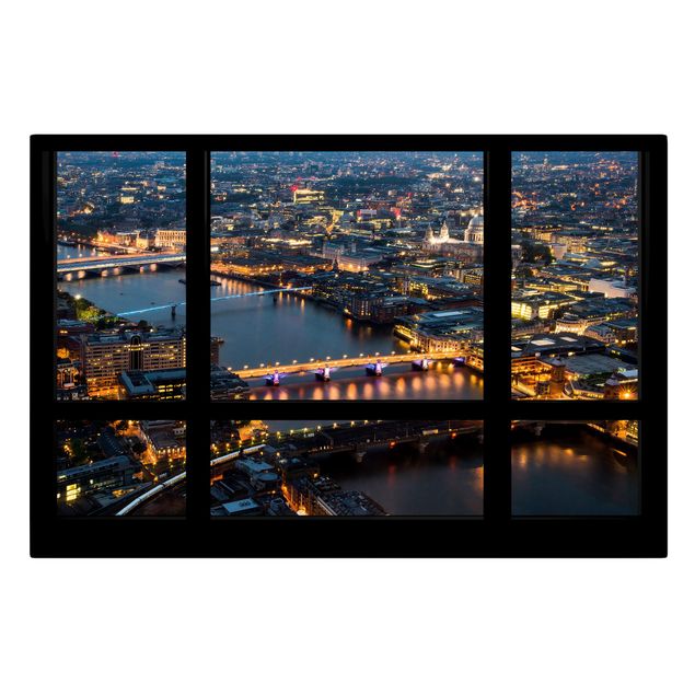 Billeder arkitektur og skyline Window view of London's skyline with bridge