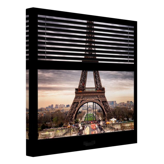 Billeder på lærred arkitektur og skyline Window Blinds View - Eiffel Tower Paris
