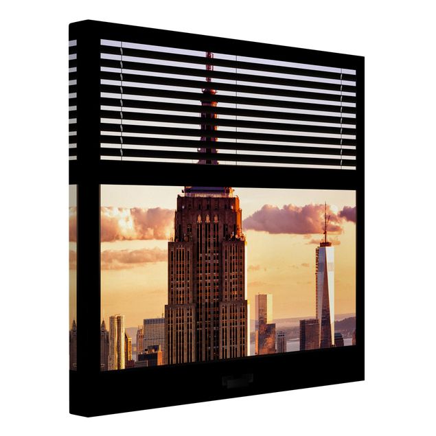 Billeder på lærred arkitektur og skyline Window View Blind - Empire State Building New York