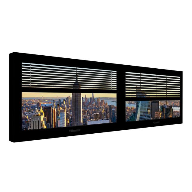 Billeder på lærred solnedgange Window View Blinds - Manhattan Evening