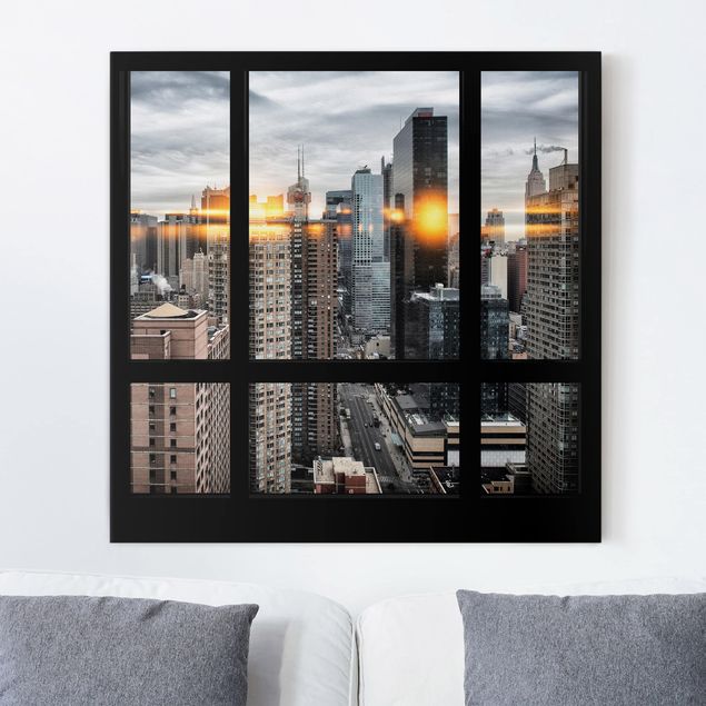 Billeder New York Windows Overlooking New York With Sun Reflection