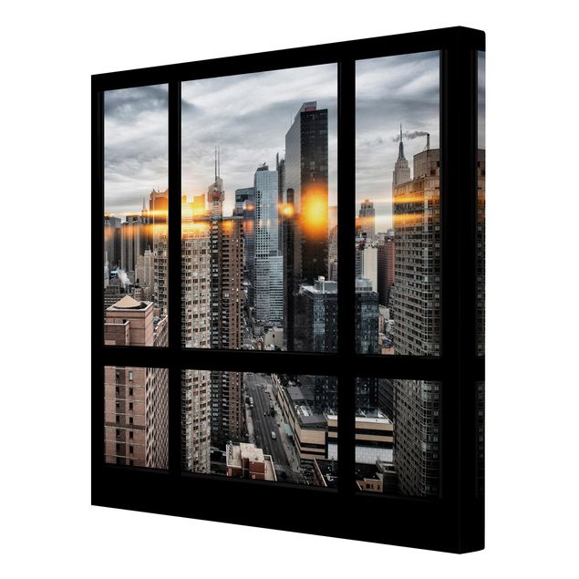 Billeder moderne Windows Overlooking New York With Sun Reflection