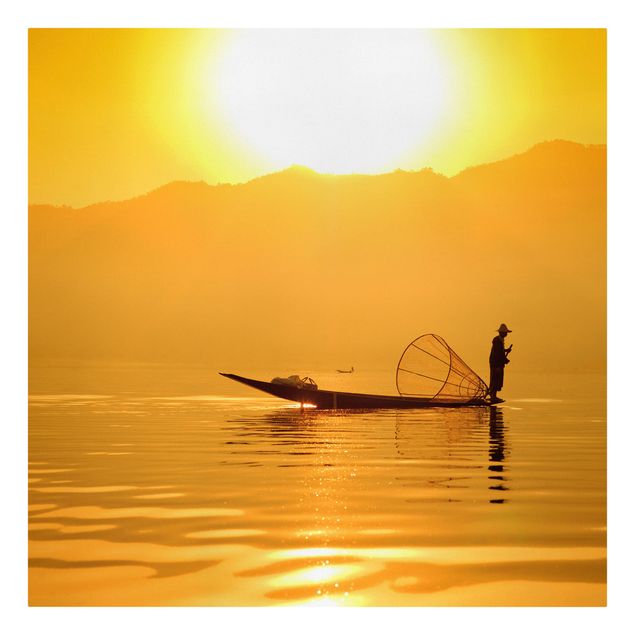 Billeder bjerge Fisherman And Sunrise