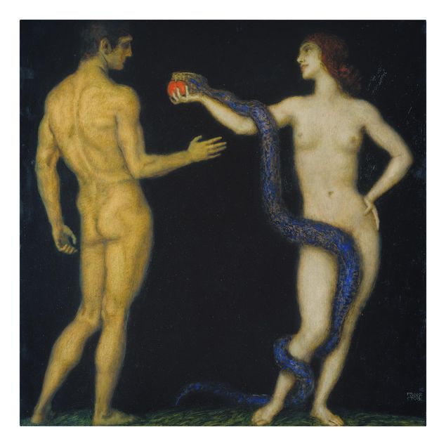 Billeder på lærred kunsttryk Franz von Stuck - Adam and Eve