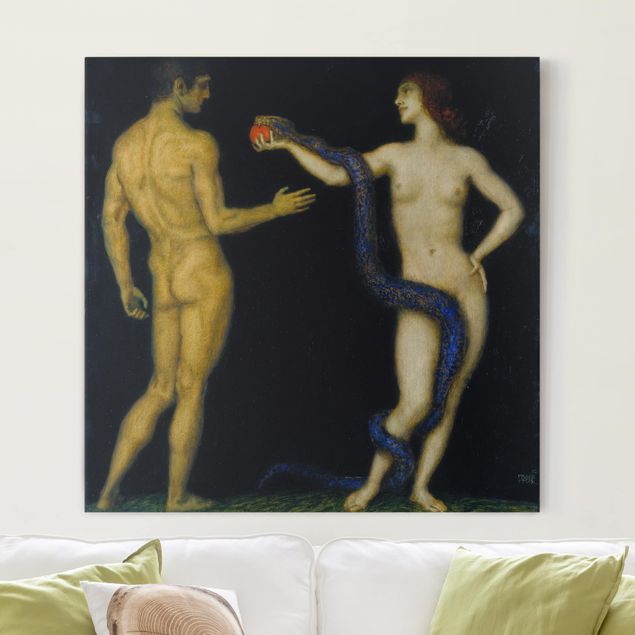 Kunst stilarter art deco Franz von Stuck - Adam and Eve