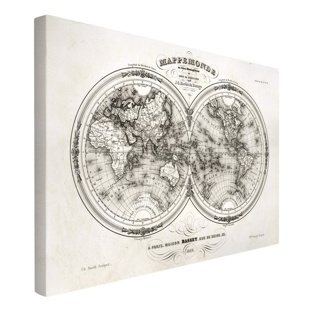 Billeder verdenskort French map of the hemispheres from 1848