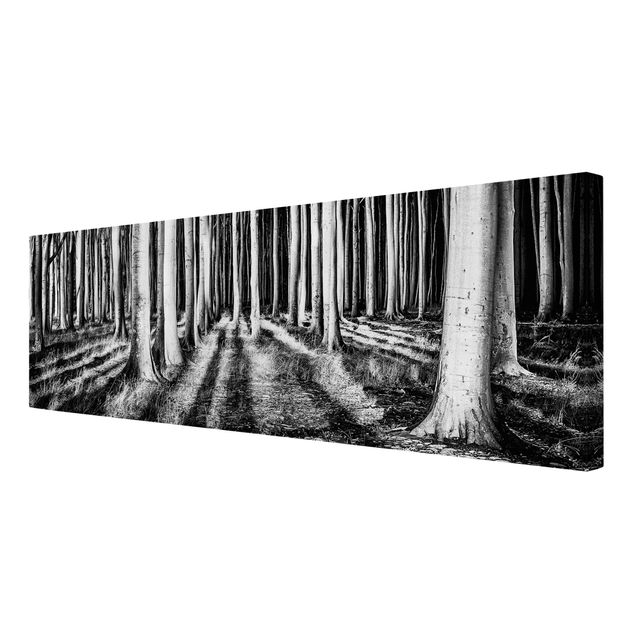 Billeder på lærred sort og hvid Spooky Forest
