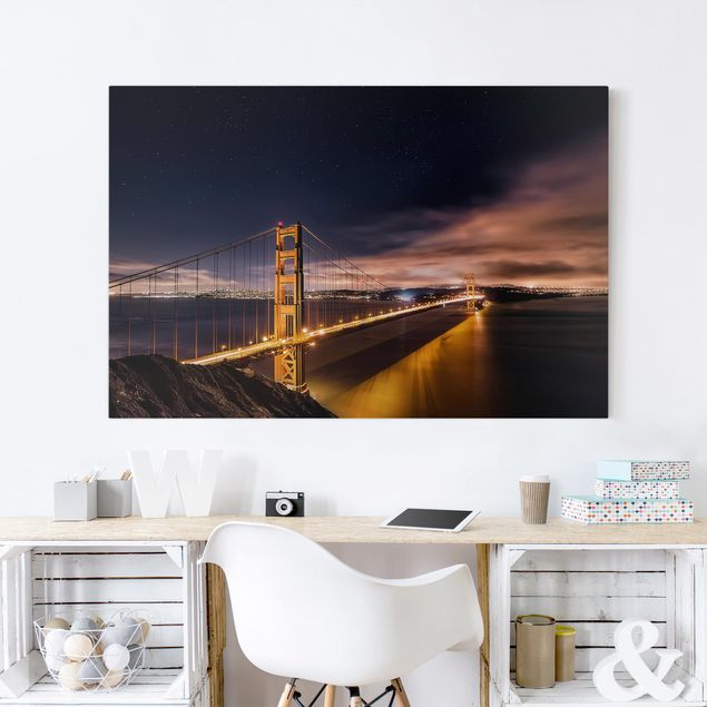 Billeder på lærred arkitektur og skyline Golden Gate To Stars