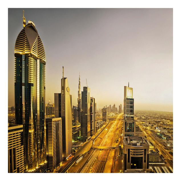 Billeder på lærred arkitektur og skyline Golden Dubai