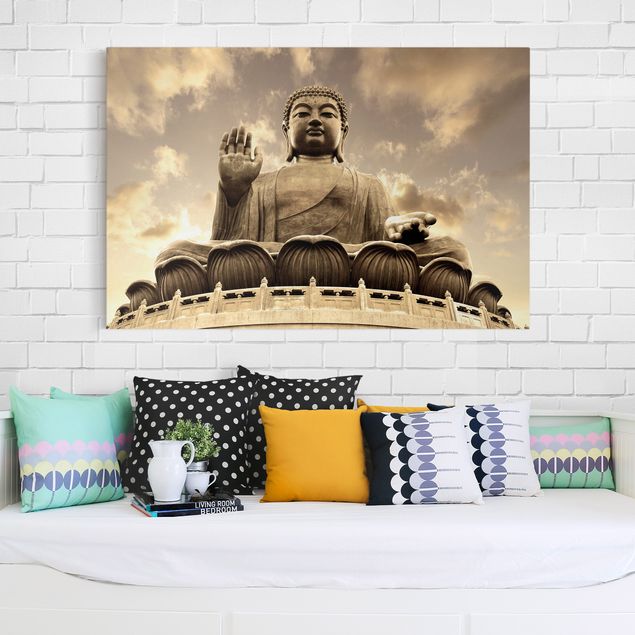 Billeder på lærred spirituelt Big Buddha Sepia