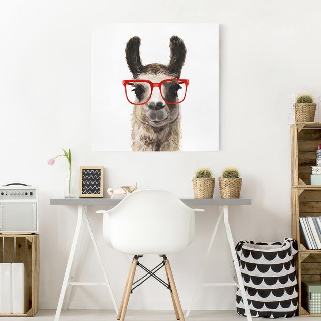 Billeder på lærred dyr Hip Lama With Glasses II