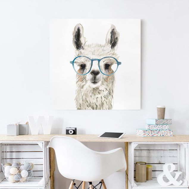 Billeder på lærred dyr Hip Lama With Glasses III