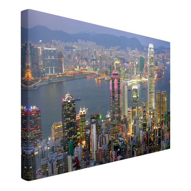 Billeder på lærred arkitektur og skyline Hong Kong Skyline