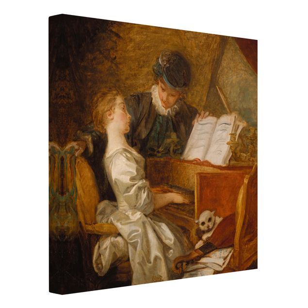 Billeder på lærred kunsttryk Jean Honoré Fragonard - The Piano Lesson
